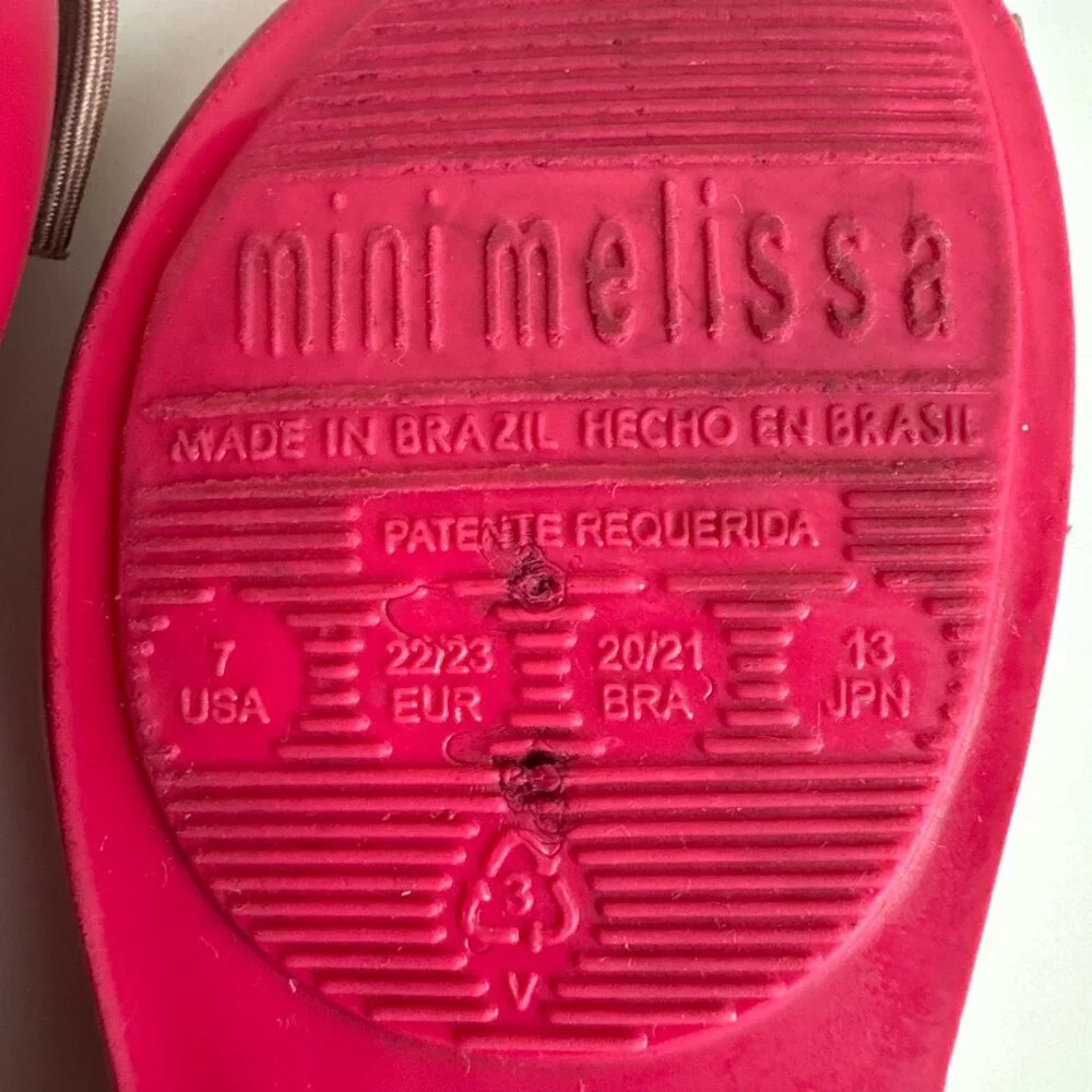 Mini Melissa Pink Fuchsia Mary Jane Bows Size 7